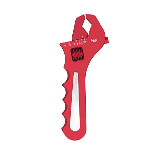 flexman Fitting Wrench, AN3 AN16 Adjustable Aluminum Lightweight Spanner Tool for Faucets, Valves, Pipes and Radiators, Boilers, Wheels (Red)