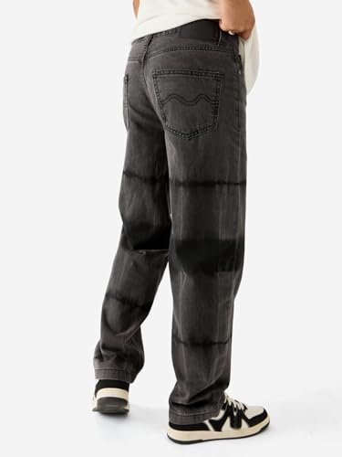 Image of The Souled Store Dark Midnight Men and Boys Grey Cotton Baggy Fit Jeans