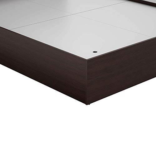 Image of CASPIAN Furniture Modern Style Queen Size Bed with Shelves & Storage /Mattress Size 72 x 60 Inches (Walnut Finish) (Without Mattress)