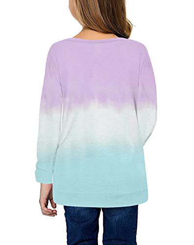 Image of Ecokauer Girls Casual Tunic Tops Knot Front Long Sleeve Loose Soft Blouse T-Shirt Size 4-13