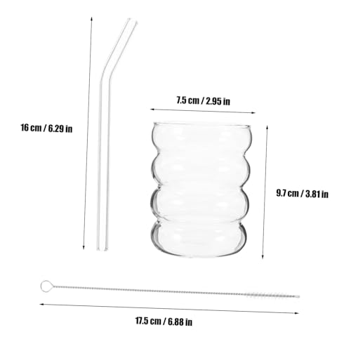 Set de 4 vasos de vidrio con sorbetes Cabilock miniatura 2