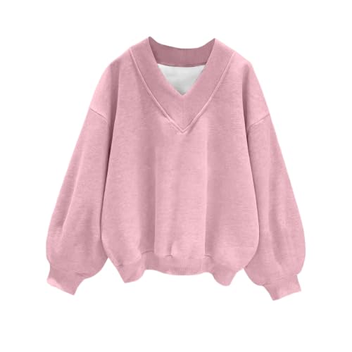 Womens V Neck Oversized Sweatshirt FleeceSweat Shirt Winter Outfits - image 1