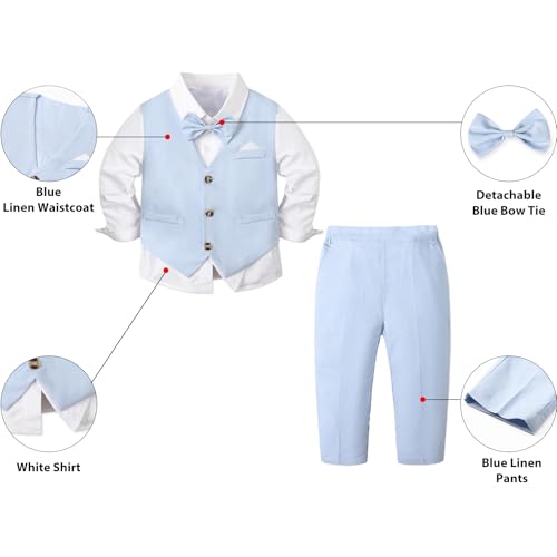 Image of SANGTREE Baby Boys Toddler Gentleman Kids Formal Outfits Long Sleeve Suit Clothing Set 3 Months - 9 Years