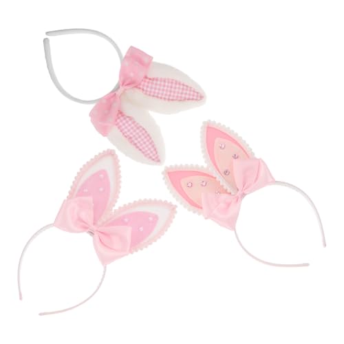 Diademas de conejo de tela y plástico MAGICLULU para niñas en pack de 3 unidades