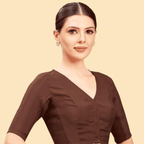 Image of Studio Shringaar Women's Cotton Stretchable (Smocked) Readymade Saree Blouse