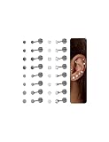 Diamday Cartilagine Orecchini Chirurgici Ipoallergenici Con Retro Piatto - 16 Coppie Piercing Tragus per Donne e Uomini Con Zircone Cubico 2mm/3mm