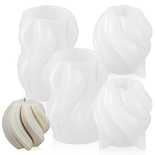 Abaodam 4Pcs Candle Making Molds 3D Silicone Candle Molds Wave Shape DIY Candle Molds for DIY Crafts Wax Candle
