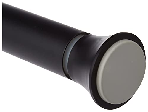 Amazon Basics Tension Curtain Rod, Adjustable 24-36" Width - Black, Classic Finial #TOP5