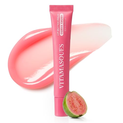 Vitamasques Lip Butter Balm - Guava Crush Korean Lip Balm - Peptide Lip Treatment - Lips Balm Hydrating - Light Tinted Lips balm - Made in Korea - 0.33 fl.oz