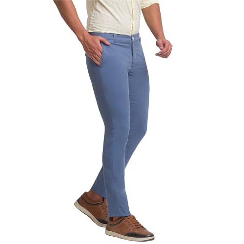 Image of Parx Men's Regular Fit Cotton Casual Pant (XMTS03349B6 Blue)