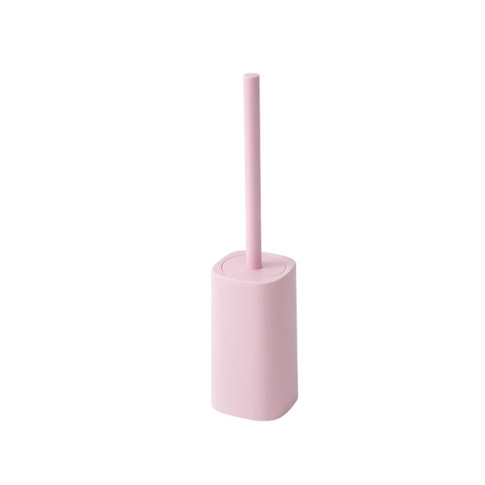 Toilet Brush Floor Standing Plastic Long Handle Toilet Brush with Base for Bathroom(Pink)