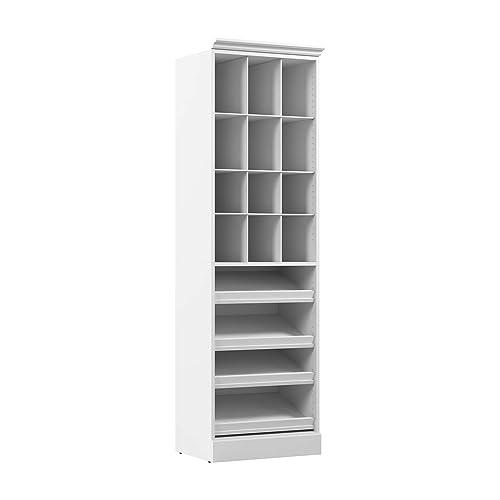Bestar Versatile Shoe Closet Organizer, 25-inch White Wardrobe for Bedroom, Mudroom, Entryway, or Kitchen Pantry