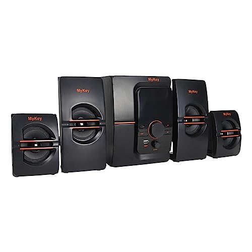 MyKey HT-X10 60W RMS Home Theater System 4.1 Channel Multimedia Speaker with High Bass, Bluetooth, USB, AUX, FM & Remote Control – Enjoy Movie Theater Sound at Home