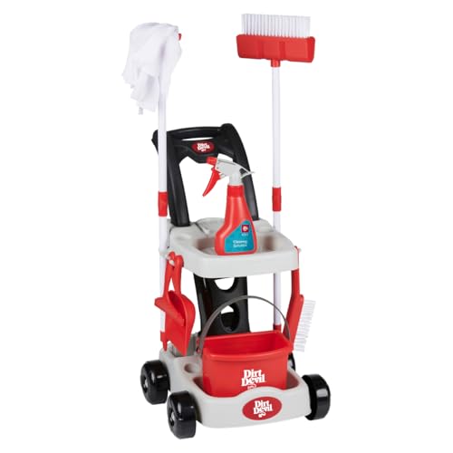 Dirt Devil Chariot de Ménage Jouet – pour Enfants dès 3 Ans – avec Balai, Seau, Pulvérisateur et Brosse – Jouet de Nettoyage Complet – Chariot de...