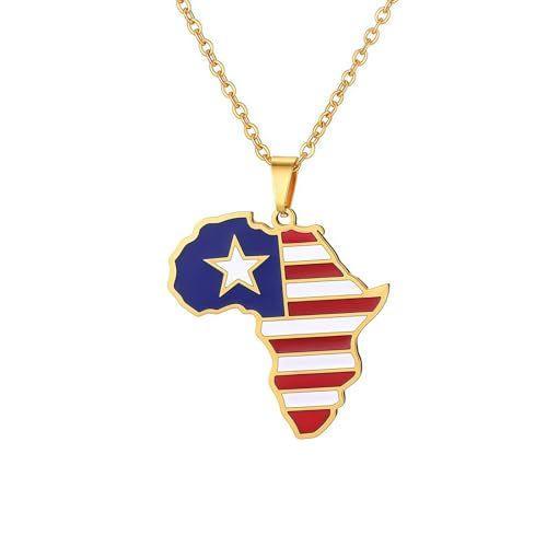 Générique Collier Carte du Libéria pour Femme/Homme - Pendentif Carte Africaine en Acier Inoxydable - Bijou Cadeau