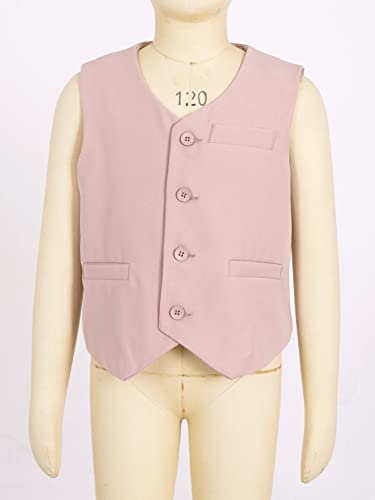 CHICTRY Kids Boys Gentleman Waistcoat Solid Color Button Down V Neck Party Suit Vest3