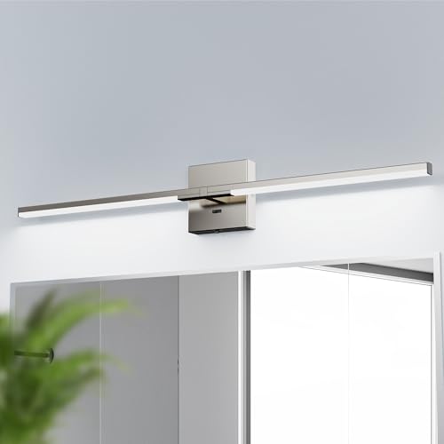 Image of Ensenior Modern Brushed Nickel Bathroom Vanity Light 32 inch, Built-in Dimmer, 1450LM Dimmable 5CCT Led Bath Lights, Bar Vanity Light for Bathroom Mirror Cabinets Bedroom-FCC & ETL Certificated
