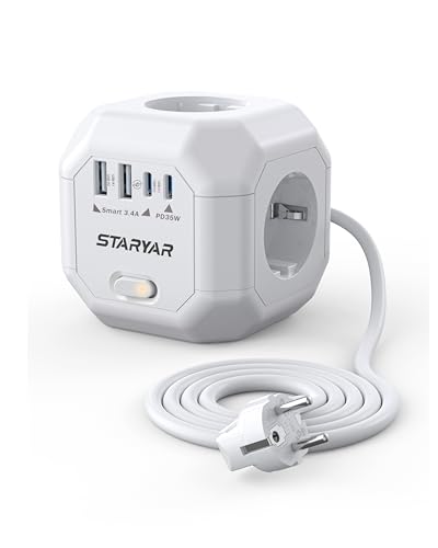 Bloc multiprise cube 35 W, 4000 W, multiprise avec USB, multiprise avec interrupteur, prise cube, chargeur Powercube pour bureau, rallonge de 2 m