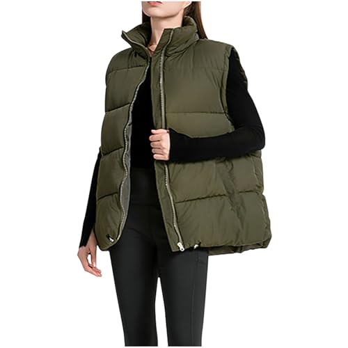Uillui Women Teen Girls Winter Oversized Puffer Vest Long Puffer Vest Pockets Puffy Outerwear Vests Casual Warm Jackets Coat