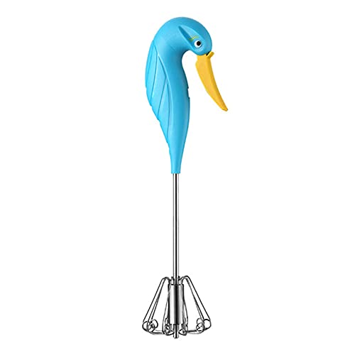 VELIHOME Eggbeater, batedor de ovos manual semiautomático, batedor de ovos giratório semi-automático de aço inoxidável, misturador rotativo de empurrar à mão, batedor de ovos semiautomático para ovos, farinha, leite, creme e café