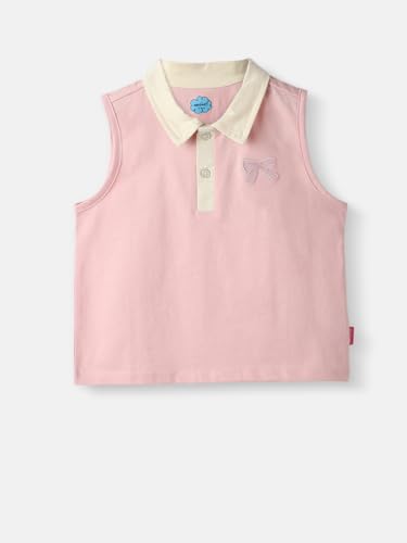 nauti nati Girls Sleeveless Polo T-Shirt | Age 2-10 Years Pink - Image 2 thumbnail