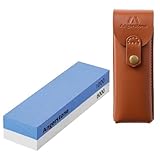 Angerstone Pocket Knife Sharpener Stone 1000/6000 Kit-Professional Whetstone Knife Sharpening Stone - field Sharpening Stones for Knives with Cowhide Pouch for Bushcraft, Camping, Field Use