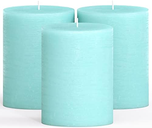 CANDWAX 3x4 Pillar Candles Set of 3 - Decorative Candles Unscented and No Drip Candles - Ideal as Wedding Candles or Large Candles for Home Interior - Ivory Candles
