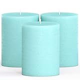 CANDWAX 3x4 Pillar Candles Set of 3 - Decorative Rustic Candles Unscented and No Drip Candles - Idea