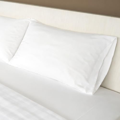 Image of Layers 100% Cotton White Pillow Covers | Soft Breathable Pillowcases - Set of 2 | Standard Size, Durable & Easy Care | Verona Collection