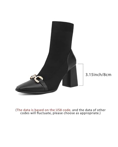 Women's Vintage Ankle Boots - Classic Sock Booties with Chain Detail, Stretch Knit Slim Fit Boots for Fall & Winter Fashion2