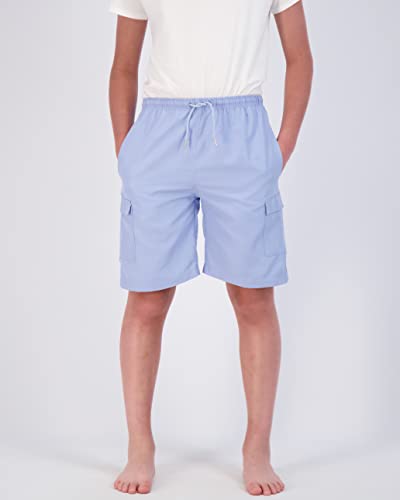 Real Essentials 3 Pack: Boy's Swim Trunks with Cargo Pockets & Mesh Lining - UPF 50+2