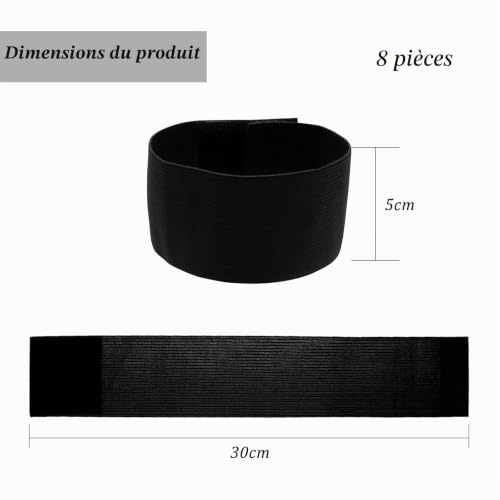 CATELL 8 Pièces Brassard Élastique Noir Brassards de Capitaine Brassard Noir Deuil Respect Funérailles Deuil pour Le Tir, Course, Football, Basket-Ball, FunéRailles, Deuil, Souvenir (Noir) – vue 2