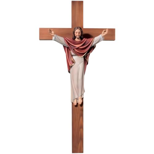 🔎 Cristo Re Risorto raffigurato in legno nobile su croce. Mostra la tua fede e devozione con questa maestosa scultura di Gesù risorto della Val Gardena. Realizzata a mano in legno di tiglio o acero,. Scheda rielaborata per Amazon in forma chiara e commerciale, mantenendo coerenza con prodotto, materiale e formato indicati dal listino DOLFI.