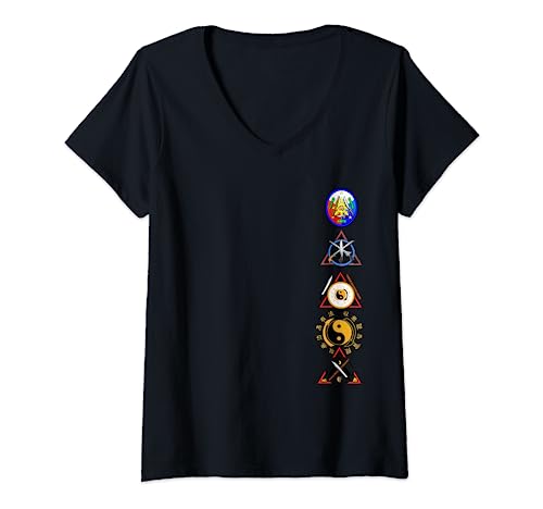 Womens Kali Escrima Arnis Jkd Blade Logos V-Neck T-Shirt