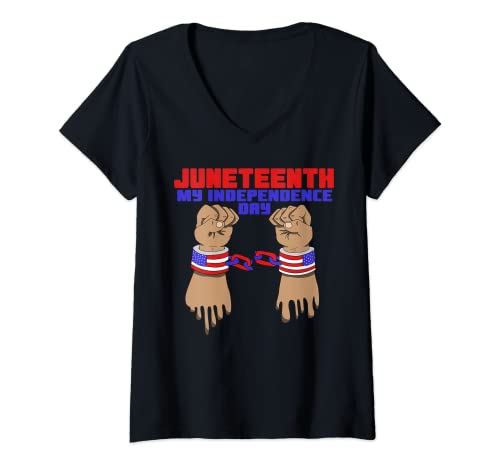 Mujer Juneteenth Black History African American Freedom T-Shirt Camiseta Cuello V