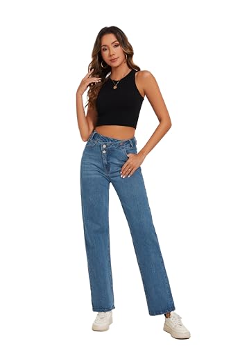 Jeans Women High Waist Wide Leg Baggy Jeans Boyfriends Stretch Denim Pants3