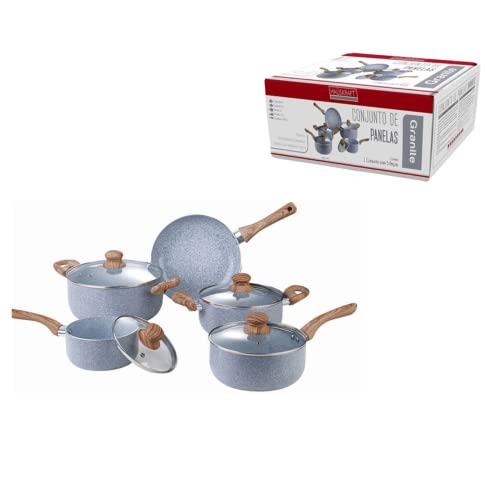 Conjunto de Panelas Indução Antiaderente Cerâmica Granite 5 Peças