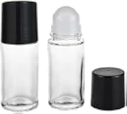 2Pcs Black Clear Empty Glass Essential Oil Roller Bottles Vials Containers Refillable Roll-on Bottles with Refillable Containers Tools and Accessories (30ML)