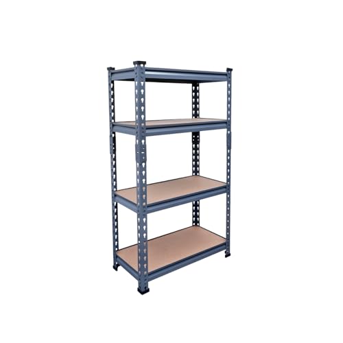 Image of BonKaso Adjustable Set of 4-Shelf Metal Storage Shelving Unit, Steel Bootless Rivet Utility Display Rack Garage Shelves, 43 Inches Height(43 X 24 X 12 Inc) Grey