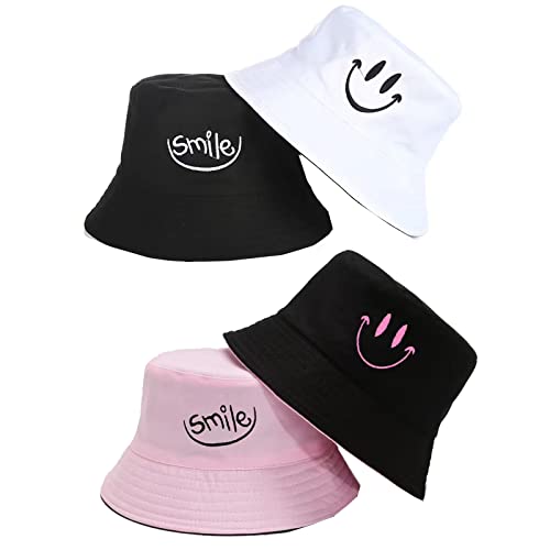 YouYuer 2PCS Unisex Chapeau Bob Chapeau de Soleil Chapeau de Pêcheur Chapeaux de Visière Chapeau de Plage Pliable Réversible Chapeau Bobs pour Homme et Femme(Couleur Recto-Verso) Cover