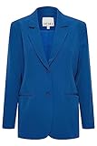  ICHI IHLEXI BL2 Damen Blazer Longblazer Jacke Longblazer mit Stretch und Knöpfen, Größe:38, Farbe:True Blue (194057)