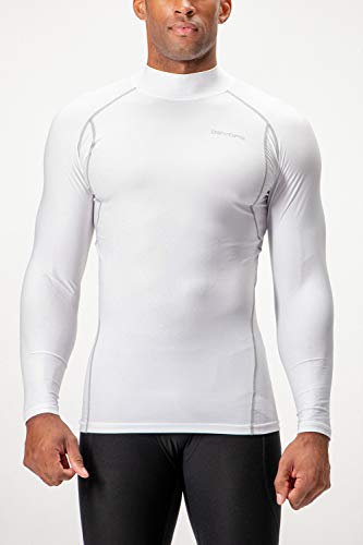 Devops 3 Pack Men's Athletic Turtle Neck Long Sleeve Compression Shirts (2X-Large, White/White/White) #TOP5