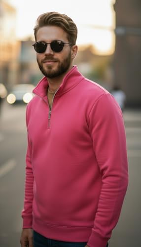 Image of Mack Jonney Men's Fleece Half-Zip High Neck Sweatshirt | Warm & Stylish Winter Wear -JM4380