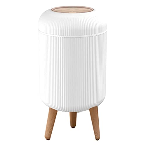 Poubelle de bureau moderne 10L blanche étroite avec couvercle et pieds design