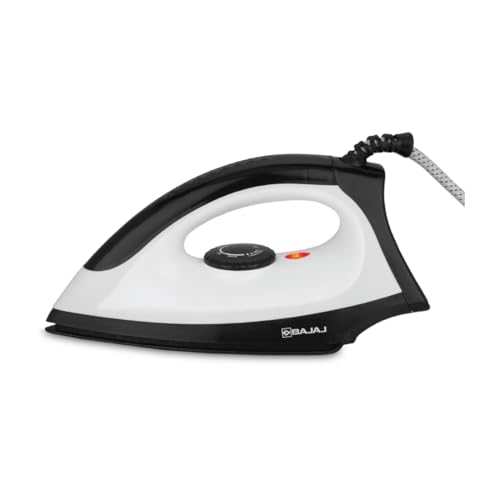 Image of Bajaj Dry Iron DX 15 1000 Watts | Duraglide soleplate with double-layered Anti-Bacterial Non-Stick German coating | Auto-Shut off | Cool touch body | 360 Swivel Cord | 2 Yr Warranty | Black & White