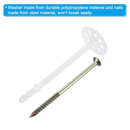 Image of PATIKIL 182mm Perforated Insulation Pins, 30 Pack Insulating Nails Wall Plug Plastic Expansion Bolt for Fixing Foam Boards to Masonry Wall or Ceiling