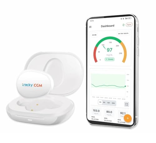 Image of Tracky CGM Transmitter Only - Reusable Bluetooth Continuous Glucose Monitoring Transmitter, Real-Time App Sync, Rechargeable, Waterproof, Compatible with Tracky CGM Sensors