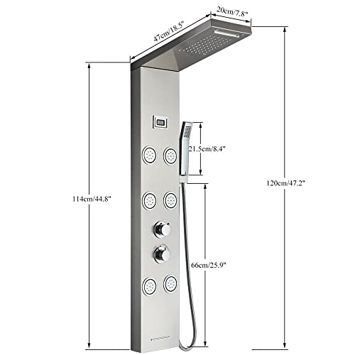 Stainless Steel Rainfall Shower Panel Tower Massage System Waterfall Bathtub Nozzle miniatura 4
