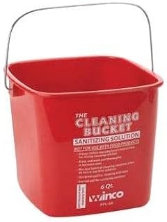 Winco PPL-6R Cleaning Bucket, 6-Quart, Red Sanitizing Solution by Winco