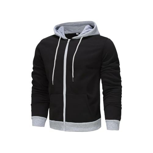 Mens Zip Up Color Block Hoodie Casual Stylish Durable Top Raglan Sleeves Hoodies Zipper Sweatshirt